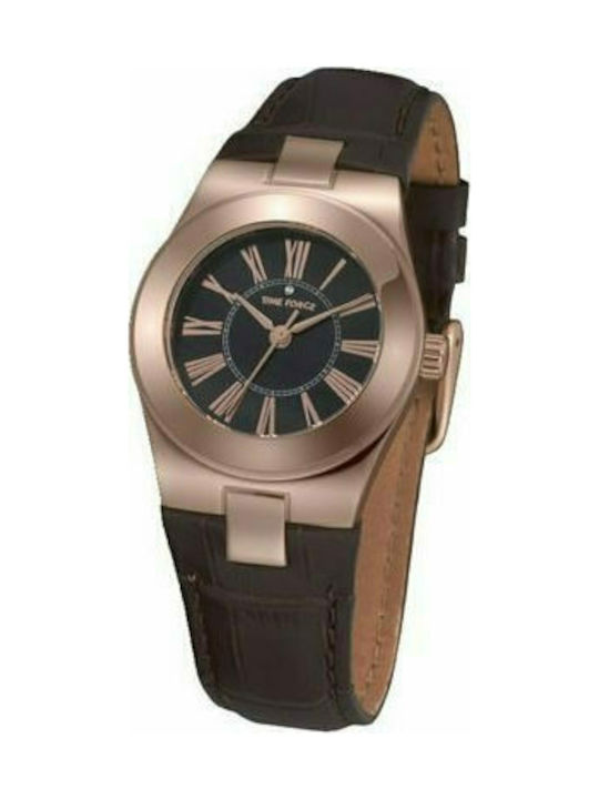 Time Force Watch with Brown Leather Strap S0319042