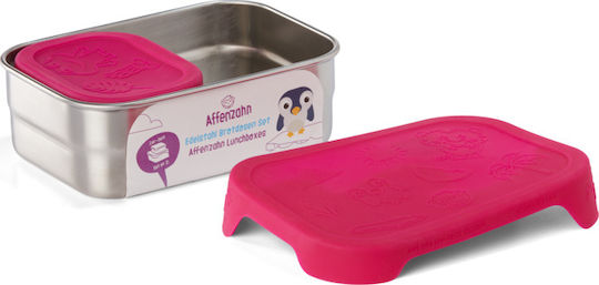Affenzahn Edelstahl Kinderlebensmittelbehälter Abendessen-Set Rosa 16,5 x 12 x 6cm
