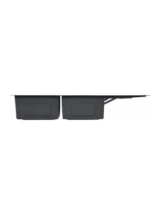 vidaXL Drop-In Sink Inox Brushed W111.5xD44cm Black