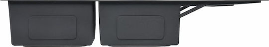 vidaXL 145087 Drop-In Inox Brushed Μ111.5xΠ44cm Black