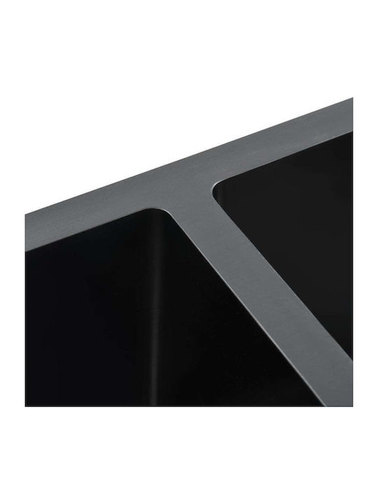 vidaXL Drop-In Sink Inox Brushed W111.5xD44cm Black
