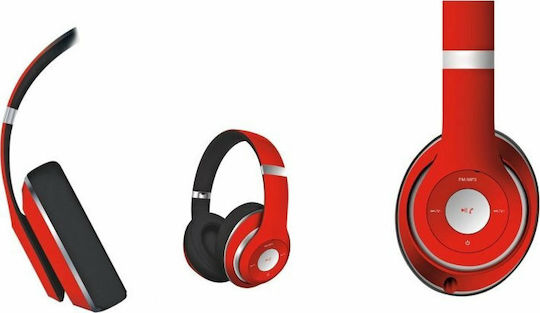 Platinet Freestyle FH0916 Ασύρματα / Ενσύρματα Over Ear Ακουστικά με Ραδιόφωνο με 8 ώρες Λειτουργίας Κόκκινα