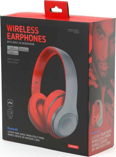 Platinet Freestyle FH0916 Wireless / Wired Over Ear Headphones with Radio with 8 hours of Operation Gray / Red