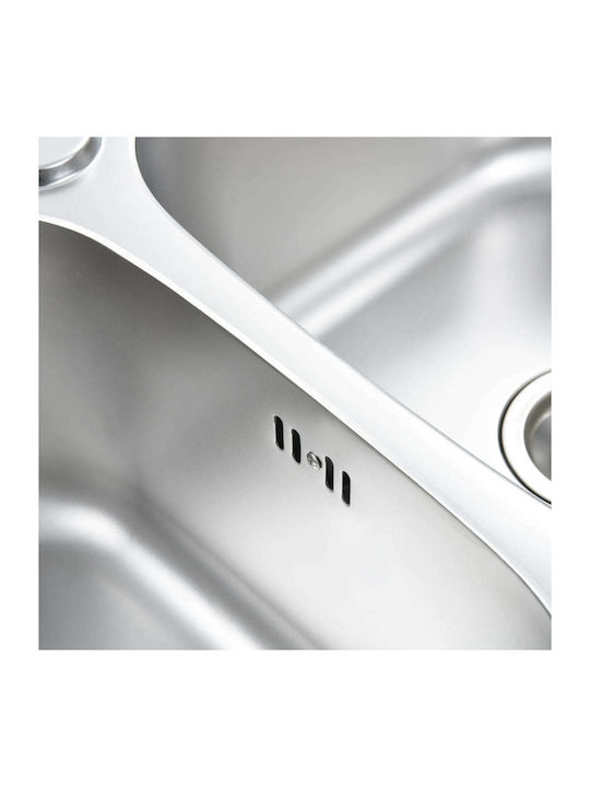 vidaXL Ένθετος Νεροχύτης Inox Σατινέ Μ84xΠ48cm Ασημί