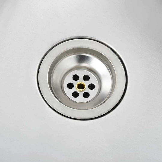 vidaXL Drop-In Sink Left Inox Brushed W87xD44cm Silver