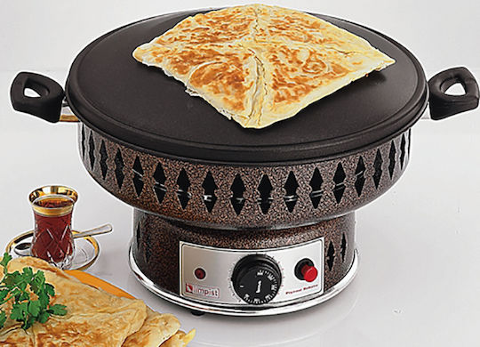 Olimpist Cooking Robot Set Tabletop Electric Grill Smooth Plate 2000W with Lid and Adjustable Thermostat 40cmx40cmcm