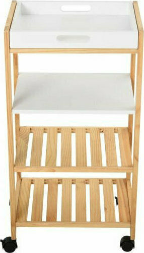 HomCom Τρόλεϊ Κουζίνας Ξύλινο 4 Θέσεων Καφέ 40x30x76cm