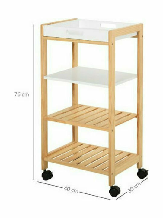 HomCom Τρόλεϊ Κουζίνας Ξύλινο 4 Θέσεων Καφέ 40x30x76cm