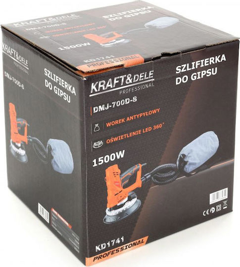Kraft & Dele KD1741 Έκκεντρο Τριβείο 225mm Ρεύματος 1500W με Σύστημα Αναρρόφησης