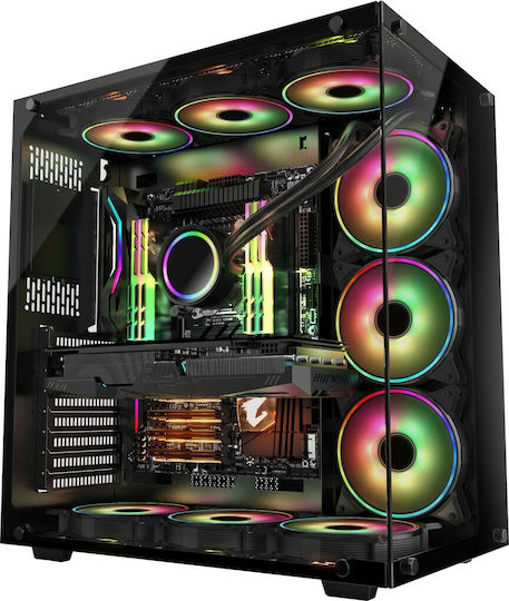 Inter-Tech C-701 Panorama Gaming Midi Tower Κουτί Υπολογιστή με Πλαϊνό Παράθυρο Μαύρο