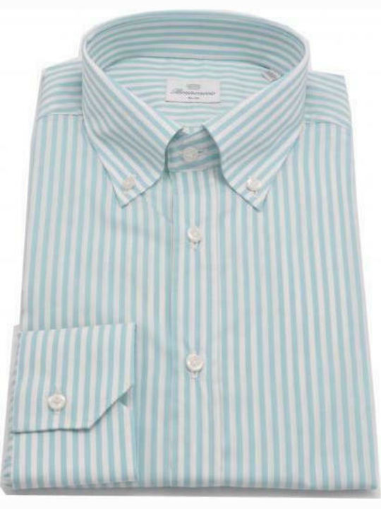 slim fit striped shirt BRANCACCIO BDN0103 slim fit shirt in seafoam BDN0103-FLT