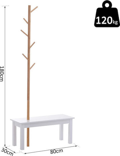HomCom Καλόγερος Ξύλινος Καφέ 80x30x180cm