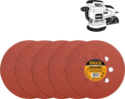 Ingco Orbital Sander Sheet K120 / K80 with Holes 150x150mm 5pcs