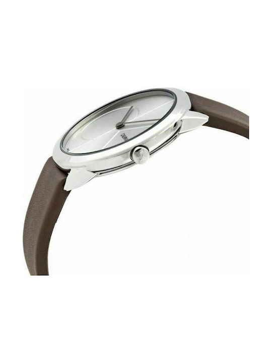 Calvin Klein Watch with Brown Rubber Strap K3M221G6