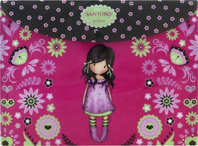 Santoro Folder Transparent with Button for Paper A4 Pink