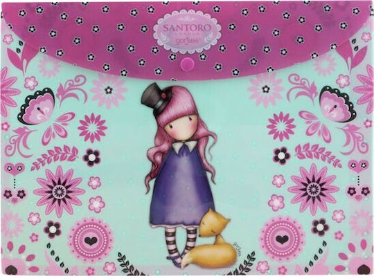 Santoro Folder Transparent with Button for Paper A4 Pink 2pcs