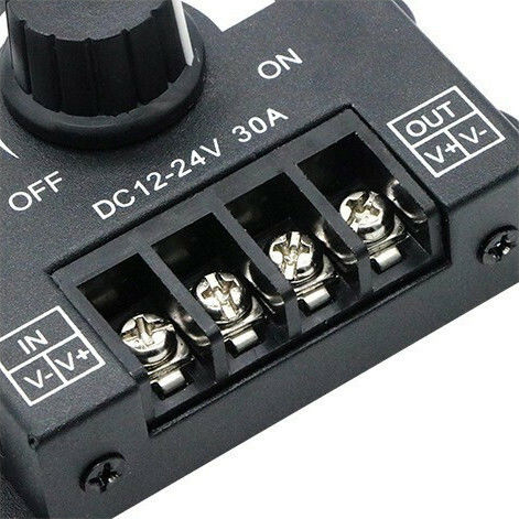 GloboStar Wall Mounted Dimmer Switch with Frame LED Strip Rotary 360W External Knob 12-24 Volt 30 Ampere 360/720 Watt