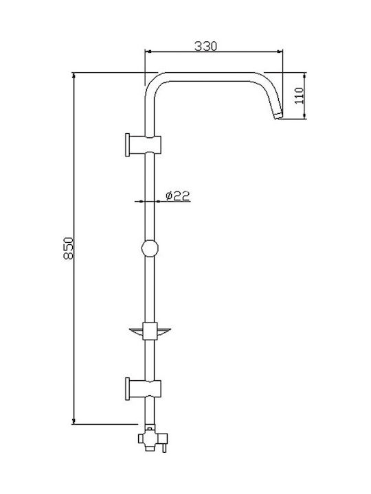 Tema Shower Column with Bathtub Mixer 85cm Silver