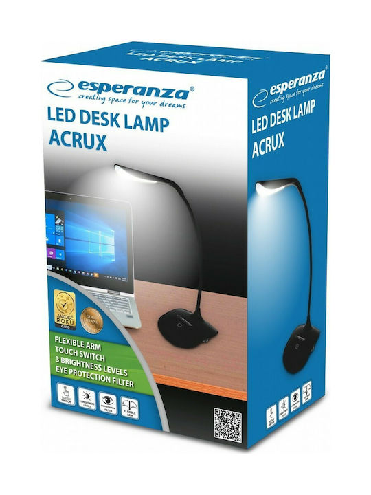 Esperanza Acrux LED Office Lamp with Flexible Arm in Black Color