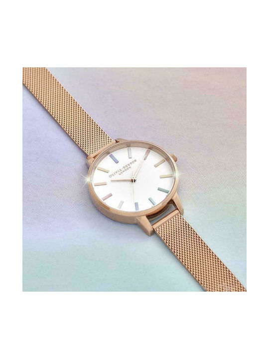 Olivia Burton Rainbow Γυναικείο Ρολόι Μπαταρίας με Ροζ Χρυσό Μεταλλικό Μπρασελέ