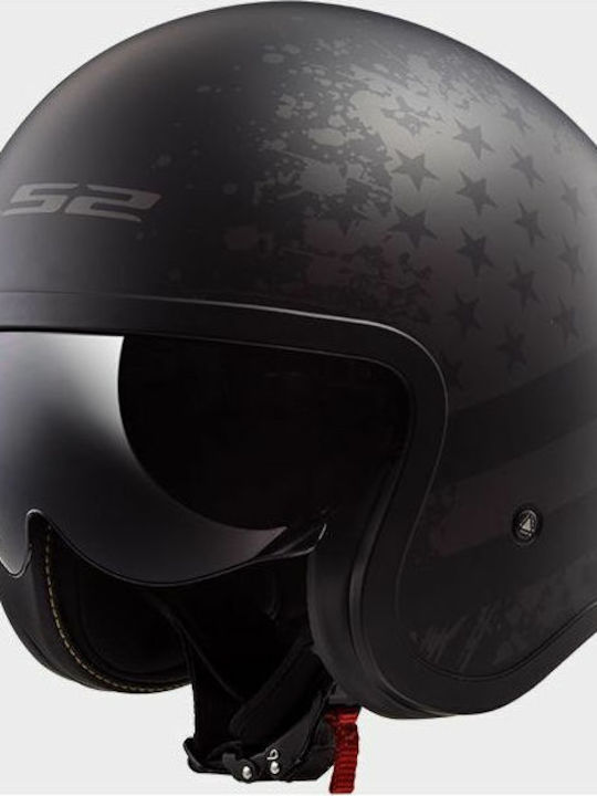 LS2 Spitfire OF599 Black Flag Jet Helmet with Sun Visor 1100gr Matt Black Titanium OF599SBFMBT