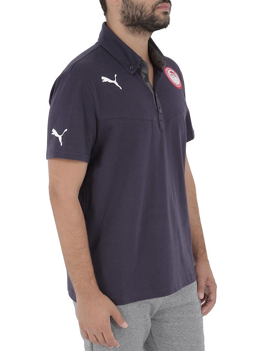 Puma Olympiakos Herren Sportliches Kurzarmshirt Polo Navy