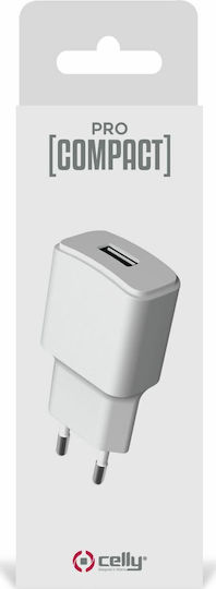 Celly Handyladegerät Ohne Kabel mit USB-A Ausgangsanschluss Weiß (Procompact)