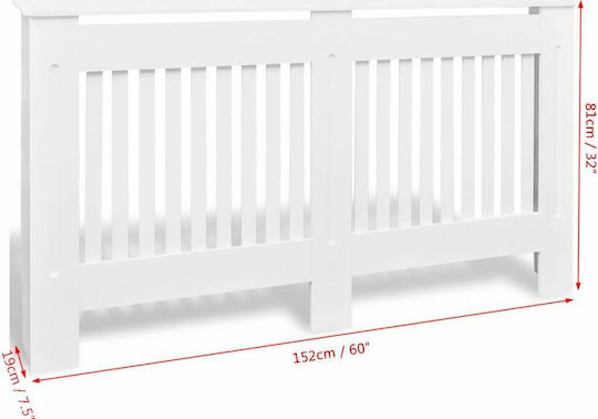 vidaXL Husă Pentru Radiator Din MDF Alb 152x19x81cm