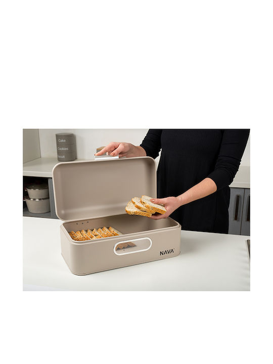 Nava Metallic Bread Box with Lid Beige Misty 42.5x23x16.5cm