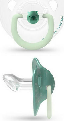 Suavinex Pacifiers Silicone Bear Green Night for 0-6 months 2pcs