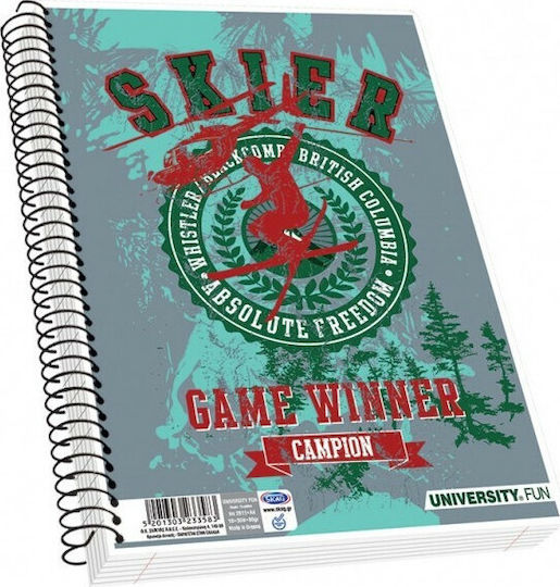 Skag Spiral Heft Geregelt A4 120 Blätter 4 Themen University Fun 1Stück (Μiverse Designs)