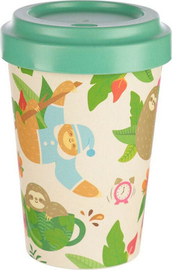 Puckator ust Hanging Around Sloth Cană Bambus cu Capac Verde 400ml 1buc