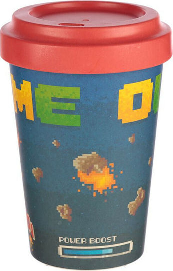 Puckator Game Over Mug Bamboo with Lid Red 400ml