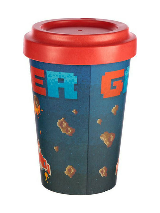 Puckator Game Over Κούπα Μπαμπού με Καπάκι Κόκκινη 400ml