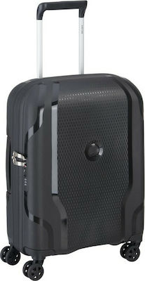 Delsey Clavel Cabin Travel Suitcase Hard Black with 4 Wheels Height 55cm.