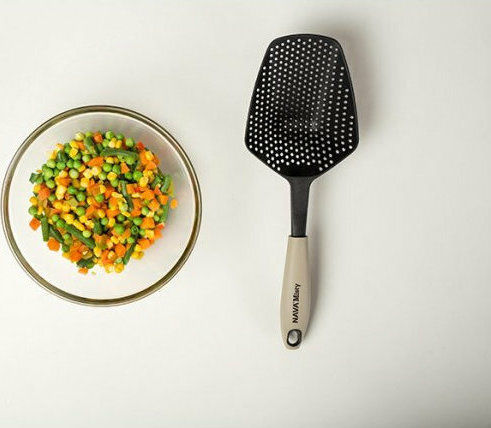 Nava Deep Colander Pasta Spoon Nylon Black 35cm