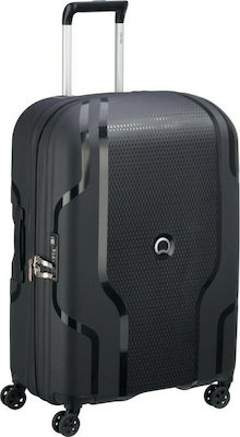 Delsey Clavel Large Travel Suitcase Hard Black with 4 Wheels Height 70.5cm.