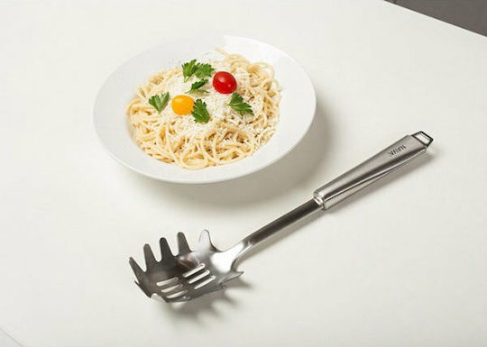 Nava Acer Deep Slotted Pasta Spoon Stainless Steel Gray 32.5cm