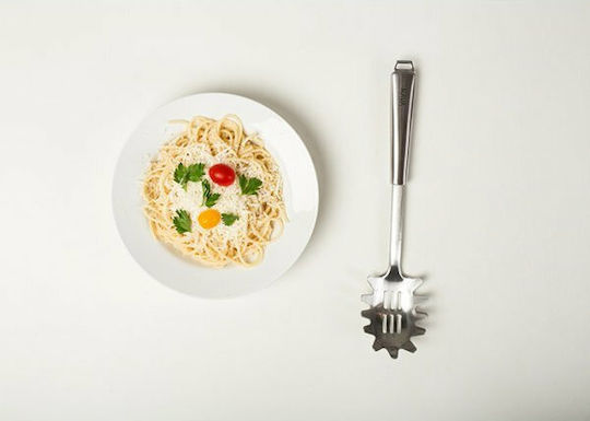 Nava Acer Deep Slotted Pasta Spoon Stainless Steel Gray 32.5cm