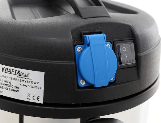 Kraft & Dele KD-483 Staubsauger Flüssigkeiten / Feststoffe 1200W mit Edelstahl Behälter 20Es