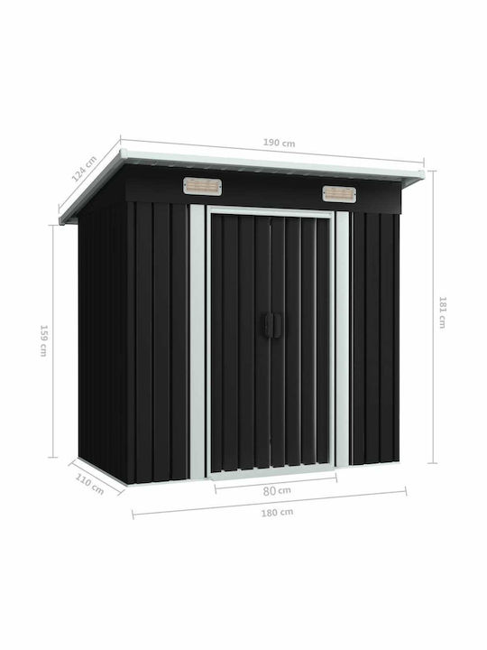 Metallic Garden Warehouse Galvanized Anthracite with Air Vents L1.9xW1.24xH1.81m
