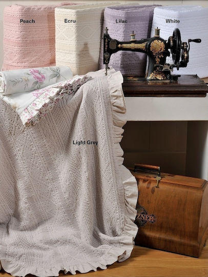 Down Town Home 454 Knitted Blanket Single 170x240cm Beige Border