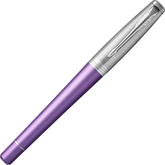 Stilou Medium 0.8mm Violet Din Aluminiu Cu Cerneală Roșie