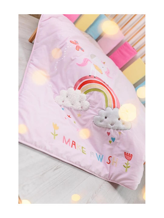 Bizzi Growin Rainbows and Unicorns Πάπλωμα Κούνιας Ροζ 100x120cm