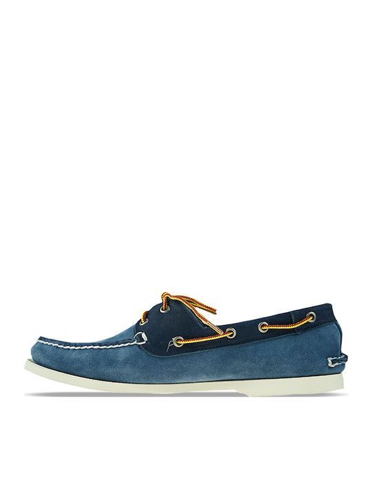 2 Eye Δερμάτινα Ανδρικά Boat Shoes σε Μπλε Χρώμα