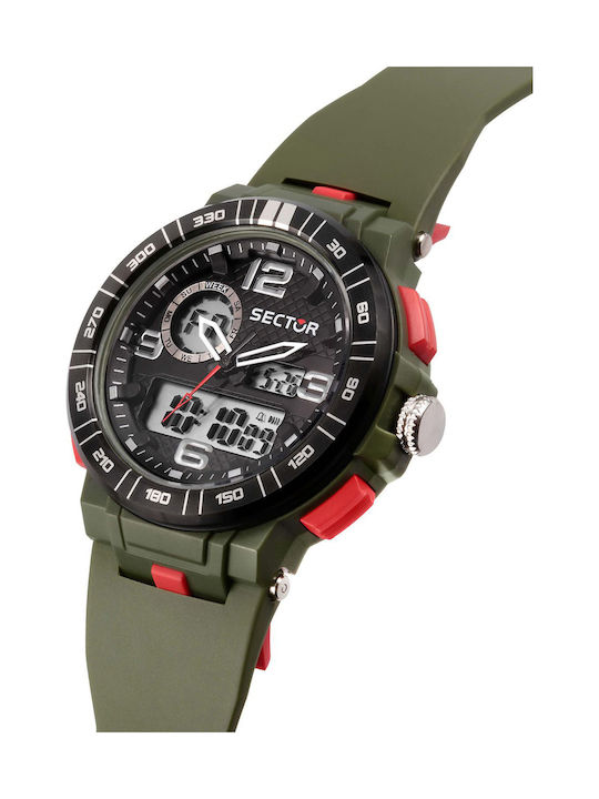 Sector Watch Battery with Green Rubber Strap R3251532001