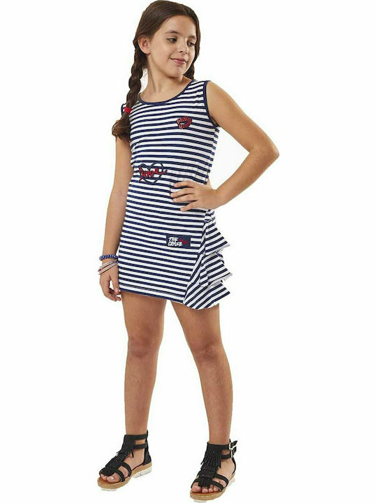 Evita Kids Dress Striped Sleeveless Navy Blue