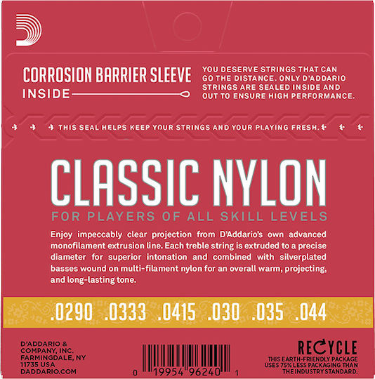 Daddario Classics Set Nylon Classical Guitar Strings 29 - 44 3/4 Normal Tension