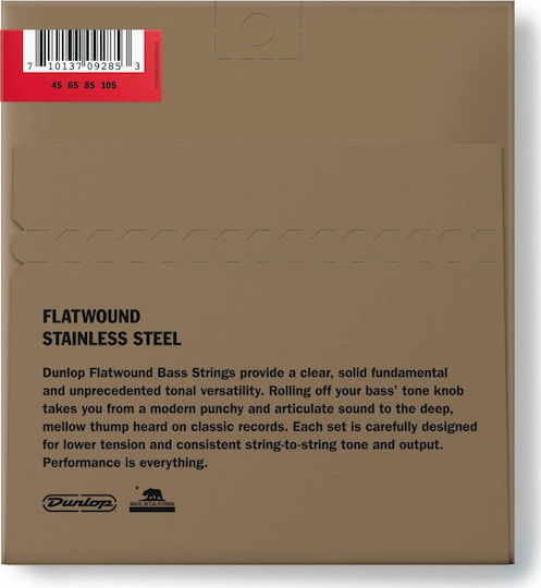 Dunlop Flatwound Bass Strings Set Corzi Pentru Bas Oțel Inoxidabil 45 - 105