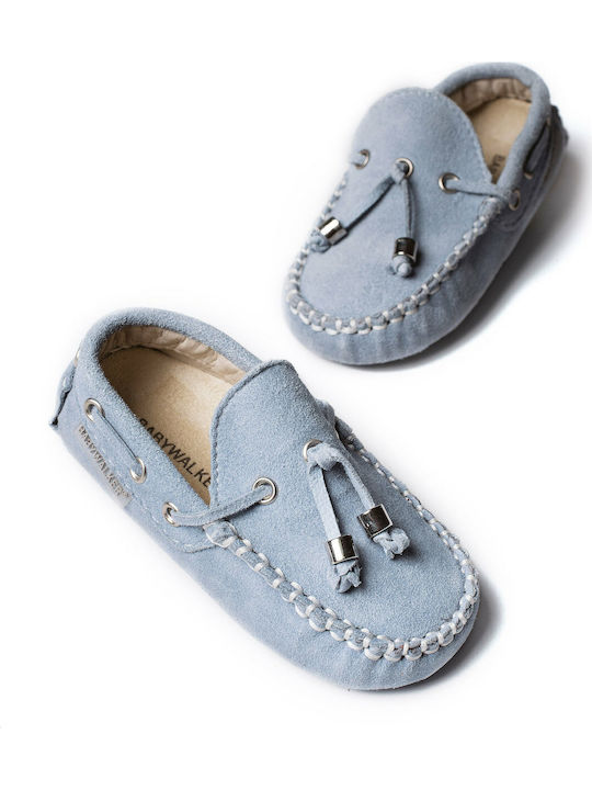 Babywalker Baptism Leather Moccasins Σιέλ BW4139